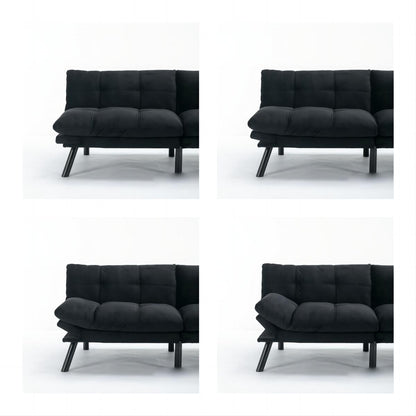 Trendy And Modern Style Grey Velvet Upholstered Sleeper Sofa Bed,2-Seater Adjustable Backrest Armless Sofa
