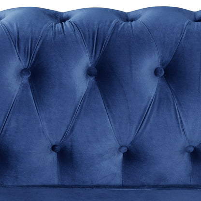 Morden Fort Velvet Upholstered Chesterfield Sofa with Nailhead and Solid Legs for Living Room