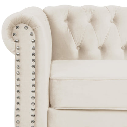 Morden Fort Velvet Upholstered Chesterfield Sofa with Nailhead and Solid Legs for Living Room