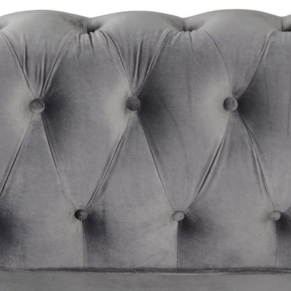 Morden Fort Velvet Upholstered Chesterfield Sofa with Nailhead and Solid Legs for Living Room