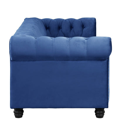 Morden Fort Velvet Upholstered Chesterfield Sofa with Nailhead and Solid Legs for Living Room