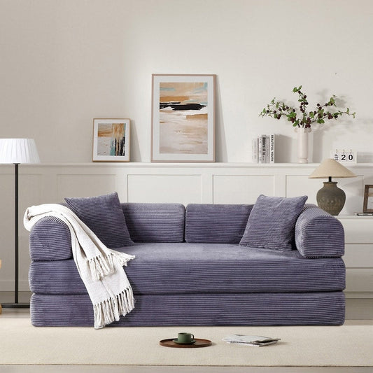 Twilight 2 - Piece Convertible Sleeper Sofa Bed, Corduroy Folding Mattress Couch with Fixed-Shape Framefor Cozy Living Spaces