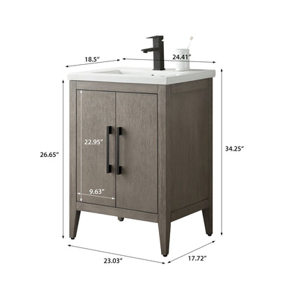 Vanity Art 20 oder 24 oder 30 Badezimmer-Waschtisch mit Einzelwaschbecken und Keramikplatte