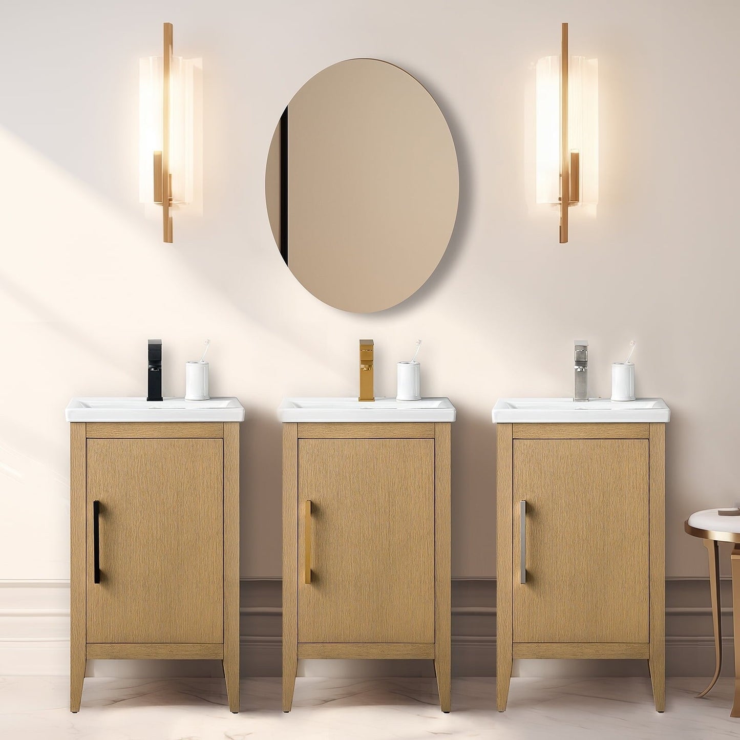 Vanity Art 20 oder 24 oder 30 Badezimmer-Waschtisch mit Einzelwaschbecken und Keramikplatte