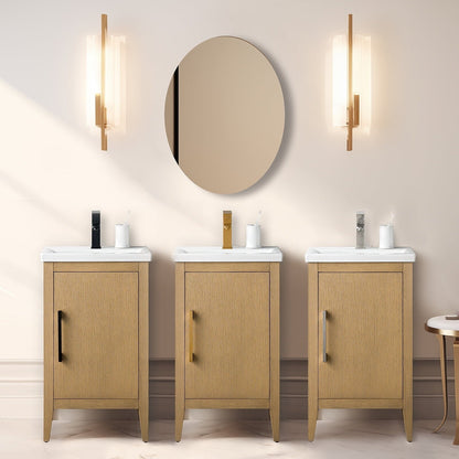 Vanity Art 20 oder 24 oder 30 Badezimmer-Waschtisch mit Einzelwaschbecken und Keramikplatte