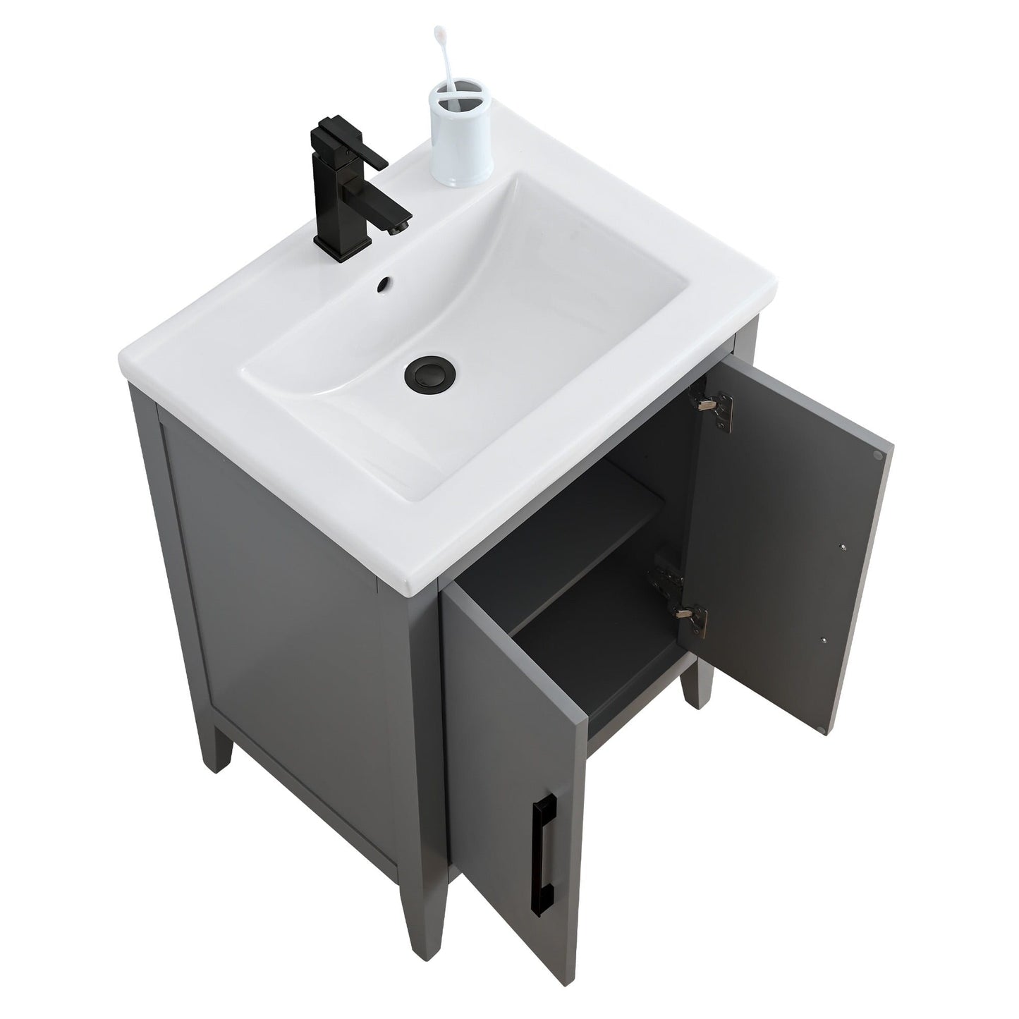 Vanity Art 20 oder 24 oder 30 Badezimmer-Waschtisch mit Einzelwaschbecken und Keramikplatte