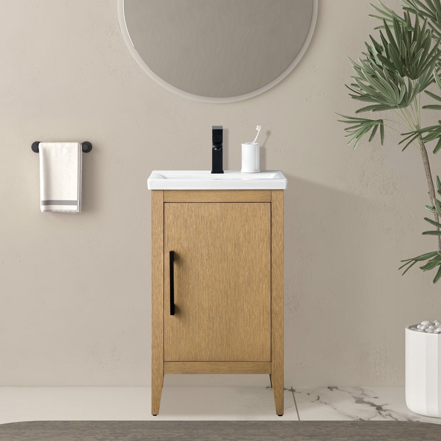 Vanity Art 20 oder 24 oder 30 Badezimmer-Waschtisch mit Einzelwaschbecken und Keramikplatte