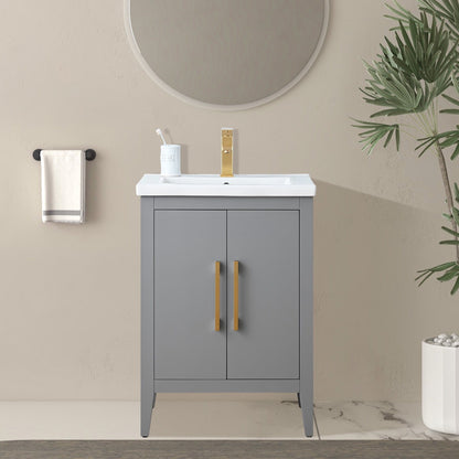 Vanity Art 20 oder 24 oder 30 Badezimmer-Waschtisch mit Einzelwaschbecken und Keramikplatte