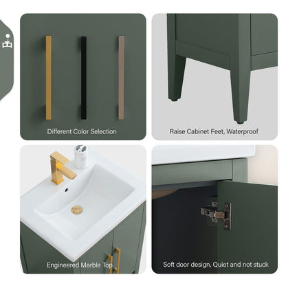 Vanity Art 20 oder 24 oder 30 Badezimmer-Waschtisch mit Einzelwaschbecken und Keramikplatte