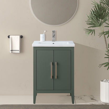 Vanity Art 20 oder 24 oder 30 Badezimmer-Waschtisch mit Einzelwaschbecken und Keramikplatte