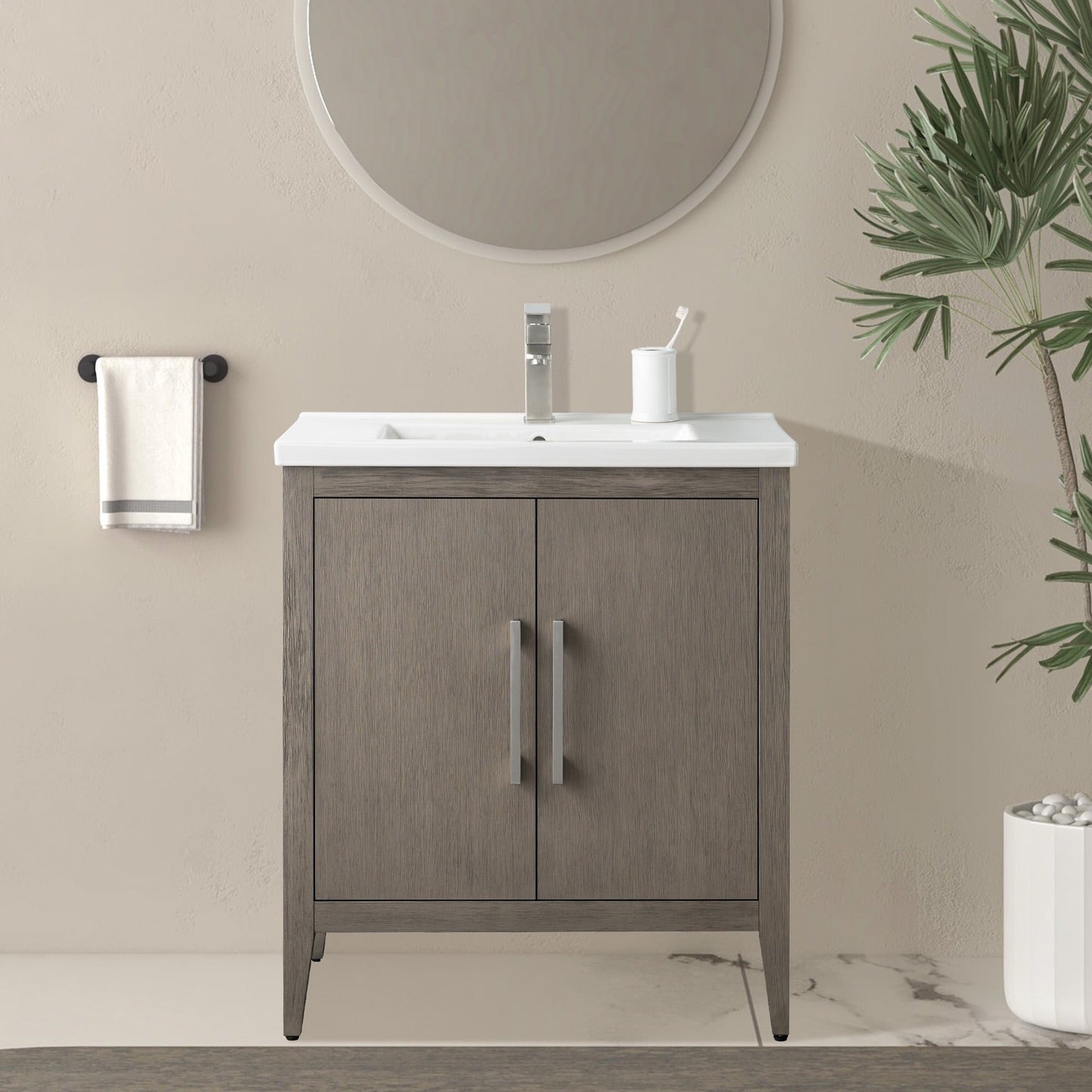 Vanity Art 20 oder 24 oder 30 Badezimmer-Waschtisch mit Einzelwaschbecken und Keramikplatte