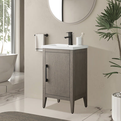 Vanity Art 20 oder 24 oder 30 Badezimmer-Waschtisch mit Einzelwaschbecken und Keramikplatte