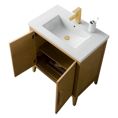 Vanity Art 20 oder 24 oder 30 Badezimmer-Waschtisch mit Einzelwaschbecken und Keramikplatte