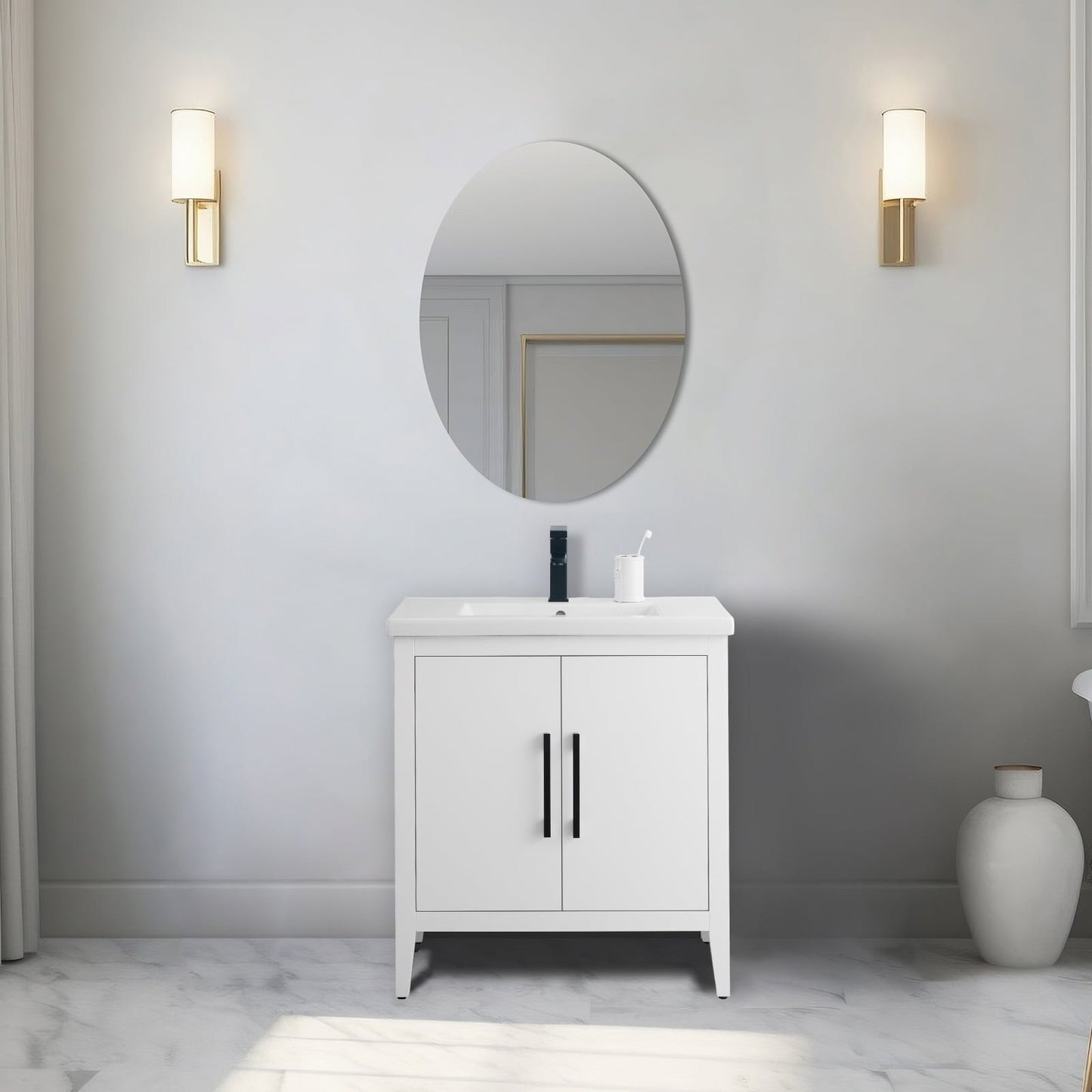 Vanity Art 20 oder 24 oder 30 Badezimmer-Waschtisch mit Einzelwaschbecken und Keramikplatte