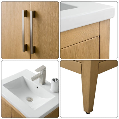 Vanity Art 20 oder 24 oder 30 Badezimmer-Waschtisch mit Einzelwaschbecken und Keramikplatte