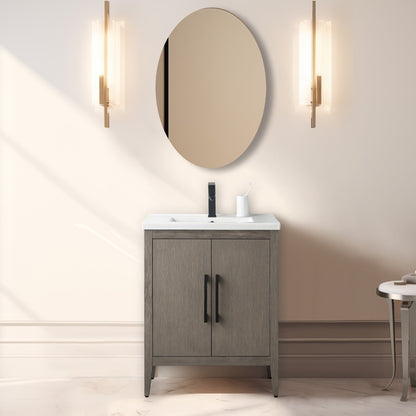 Vanity Art 20 oder 24 oder 30 Badezimmer-Waschtisch mit Einzelwaschbecken und Keramikplatte