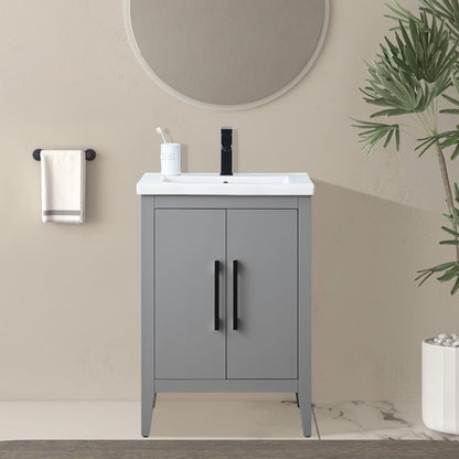 Vanity Art 20 oder 24 oder 30 Badezimmer-Waschtisch mit Einzelwaschbecken und Keramikplatte