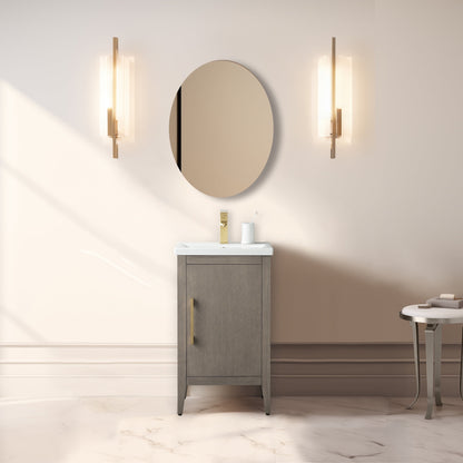 Vanity Art 20 oder 24 oder 30 Badezimmer-Waschtisch mit Einzelwaschbecken und Keramikplatte