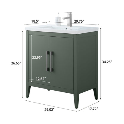 Vanity Art 20 oder 24 oder 30 Badezimmer-Waschtisch mit Einzelwaschbecken und Keramikplatte