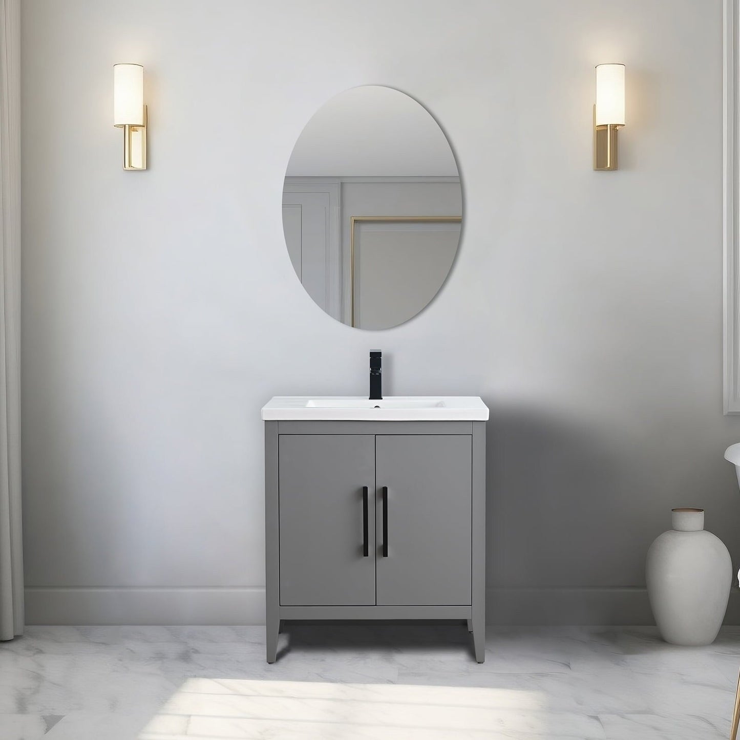 Vanity Art 20 oder 24 oder 30 Badezimmer-Waschtisch mit Einzelwaschbecken und Keramikplatte