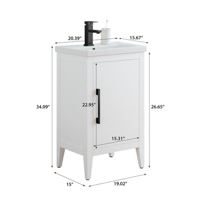 Vanity Art 20 oder 24 oder 30 Badezimmer-Waschtisch mit Einzelwaschbecken und Keramikplatte