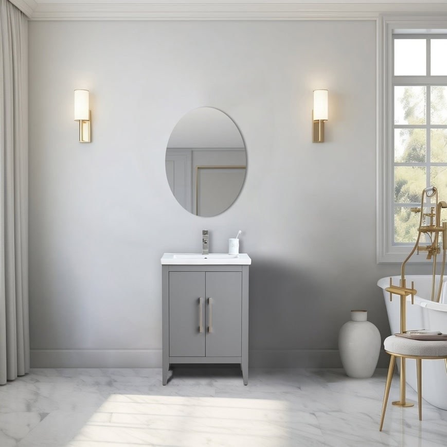 Vanity Art 20 oder 24 oder 30 Badezimmer-Waschtisch mit Einzelwaschbecken und Keramikplatte