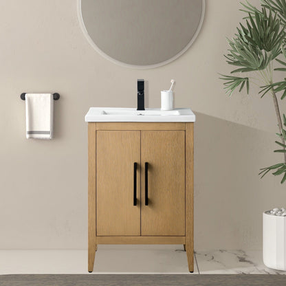 Vanity Art 20 oder 24 oder 30 Badezimmer-Waschtisch mit Einzelwaschbecken und Keramikplatte