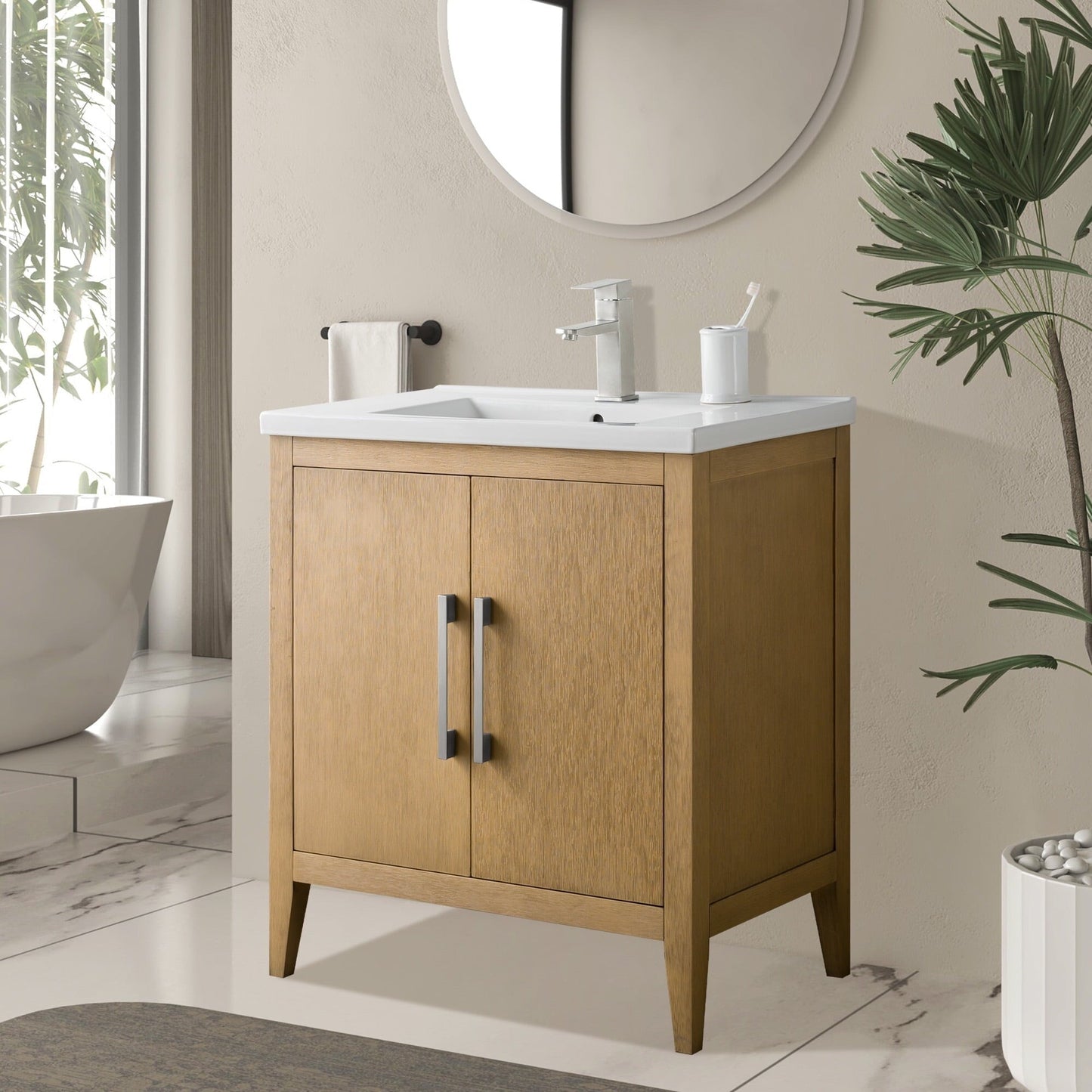 Vanity Art 20 oder 24 oder 30 Badezimmer-Waschtisch mit Einzelwaschbecken und Keramikplatte