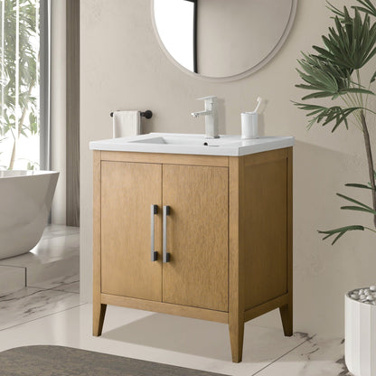 Vanity Art 20 oder 24 oder 30 Badezimmer-Waschtisch mit Einzelwaschbecken und Keramikplatte