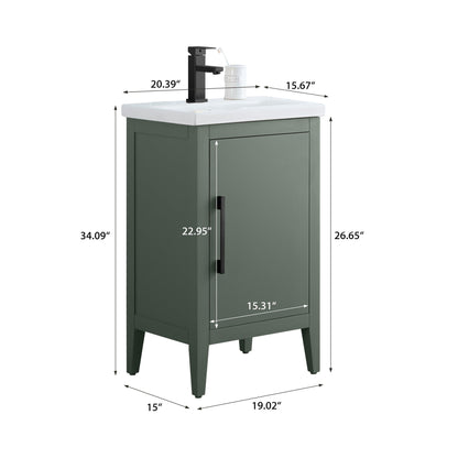 Vanity Art 20 oder 24 oder 30 Badezimmer-Waschtisch mit Einzelwaschbecken und Keramikplatte