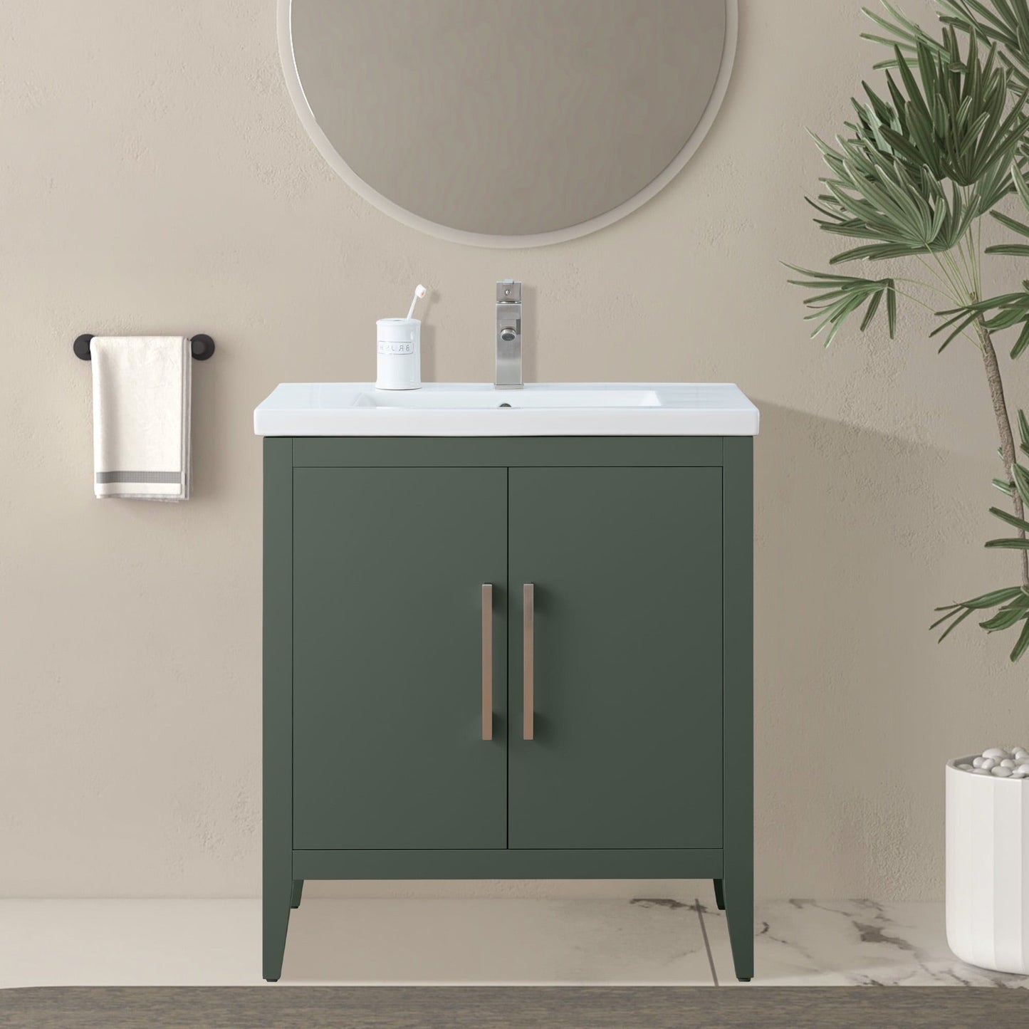 Vanity Art 20 oder 24 oder 30 Badezimmer-Waschtisch mit Einzelwaschbecken und Keramikplatte