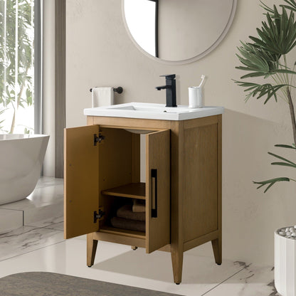Vanity Art 20 oder 24 oder 30 Badezimmer-Waschtisch mit Einzelwaschbecken und Keramikplatte