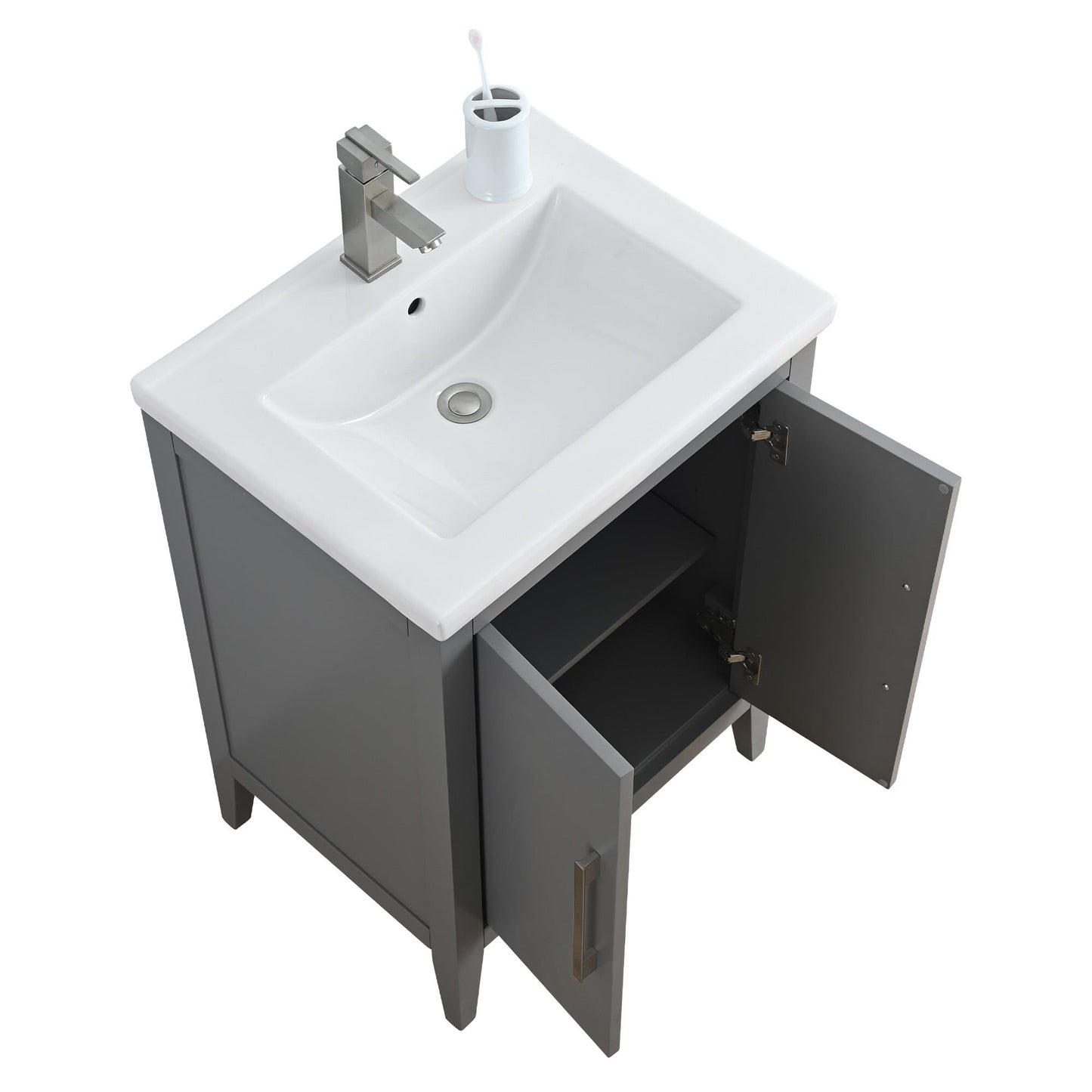 Vanity Art 20 oder 24 oder 30 Badezimmer-Waschtisch mit Einzelwaschbecken und Keramikplatte