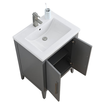 Vanity Art 20 oder 24 oder 30 Badezimmer-Waschtisch mit Einzelwaschbecken und Keramikplatte