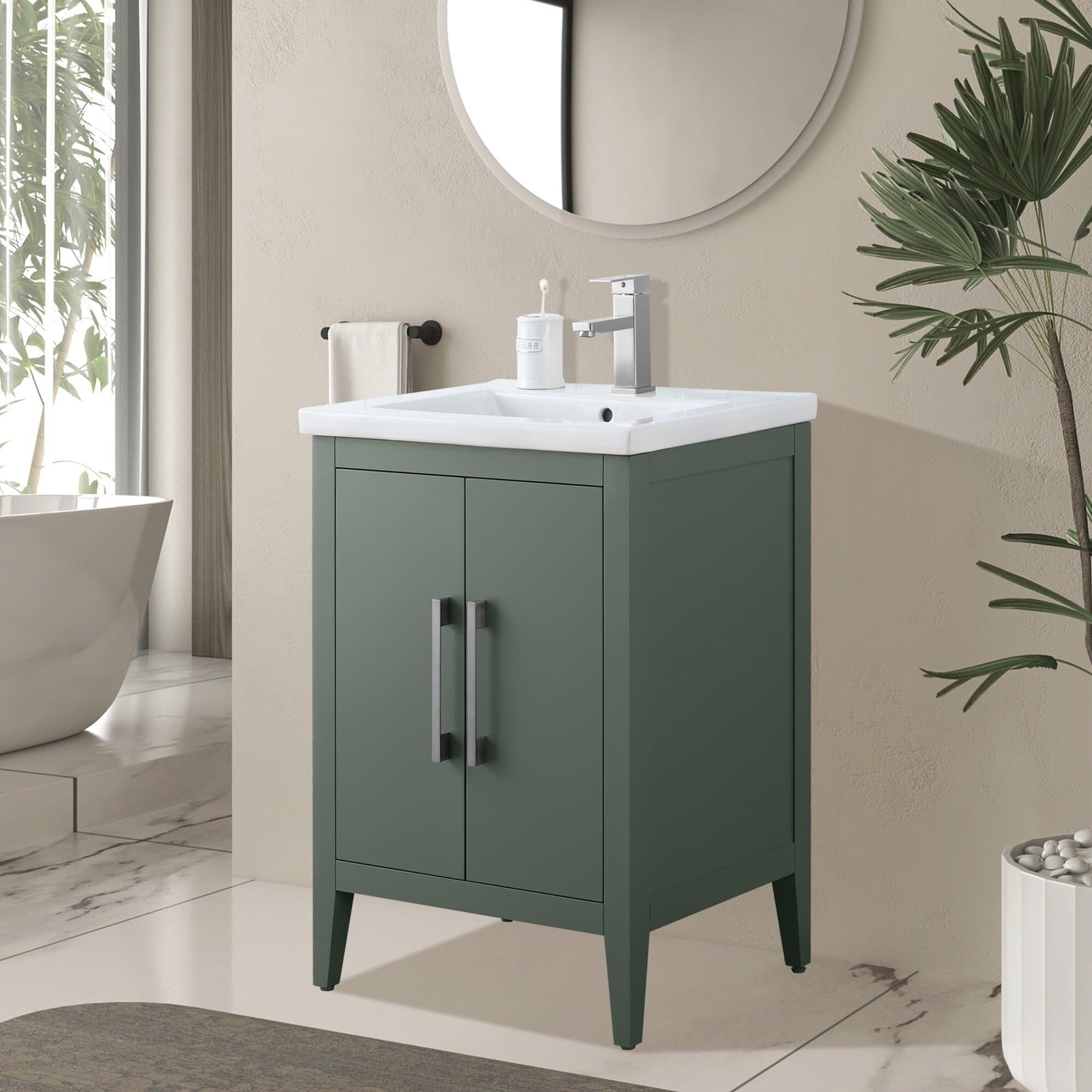 Vanity Art 20 oder 24 oder 30 Badezimmer-Waschtisch mit Einzelwaschbecken und Keramikplatte