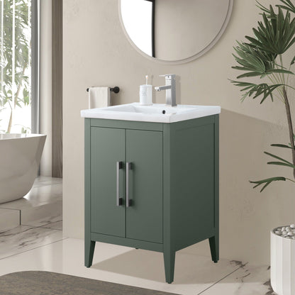 Vanity Art 20 oder 24 oder 30 Badezimmer-Waschtisch mit Einzelwaschbecken und Keramikplatte