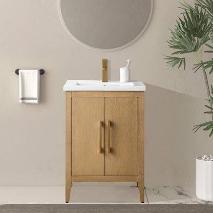 Vanity Art 20 oder 24 oder 30 Badezimmer-Waschtisch mit Einzelwaschbecken und Keramikplatte