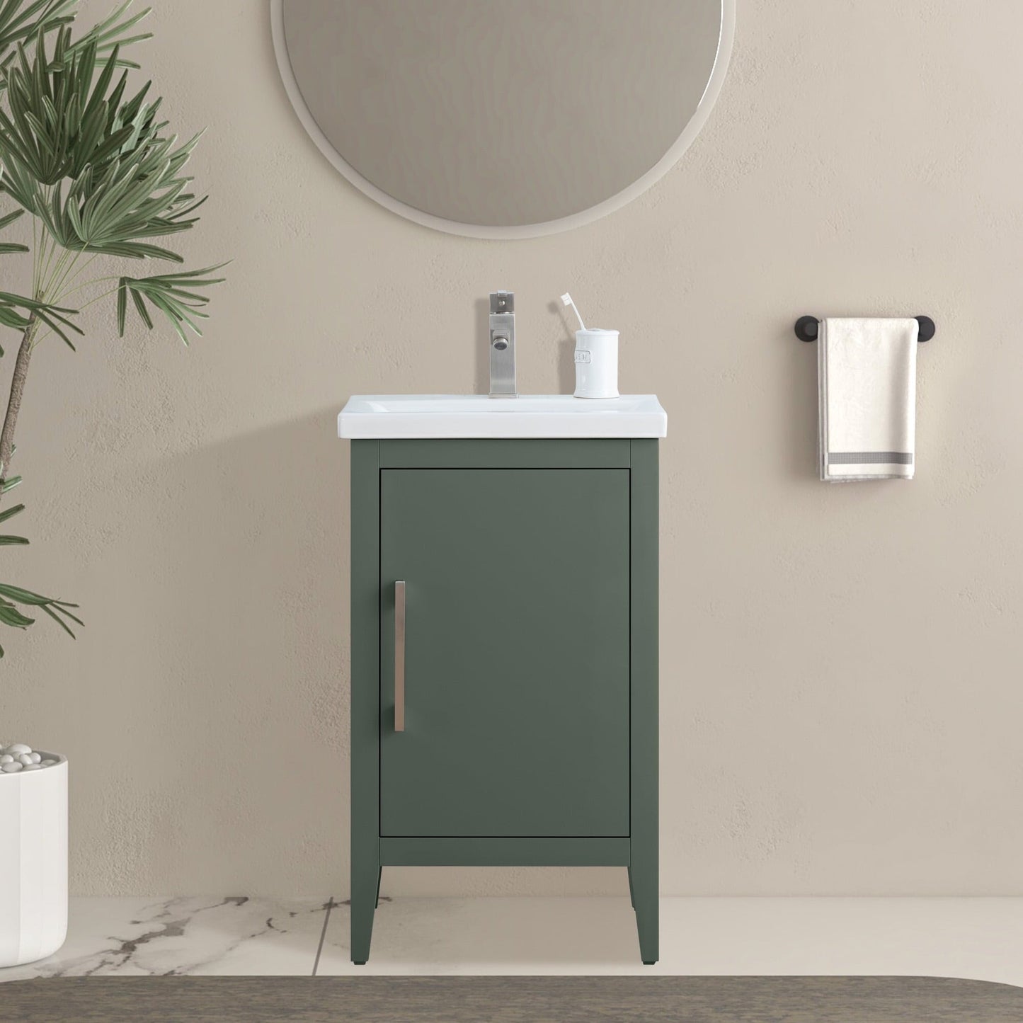 Vanity Art 20 oder 24 oder 30 Badezimmer-Waschtisch mit Einzelwaschbecken und Keramikplatte