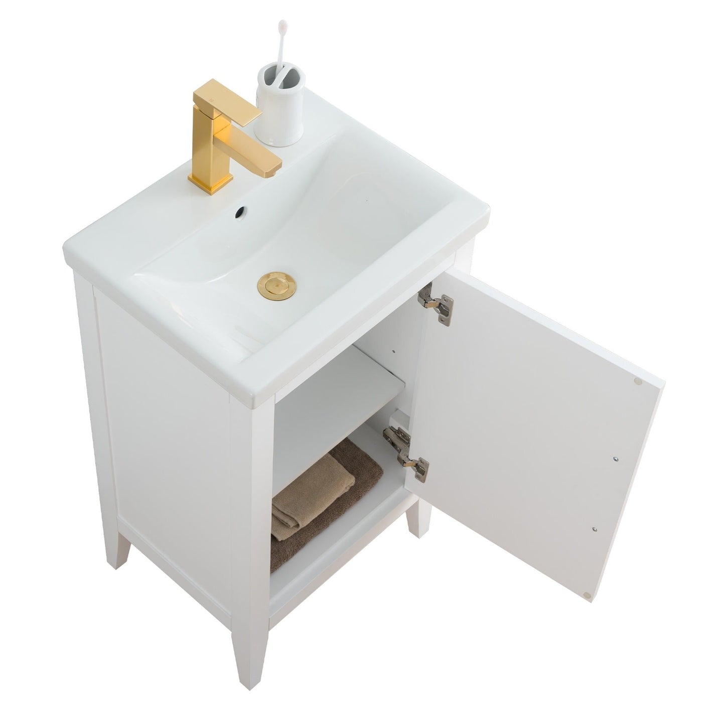 Vanity Art 20 oder 24 oder 30 Badezimmer-Waschtisch mit Einzelwaschbecken und Keramikplatte