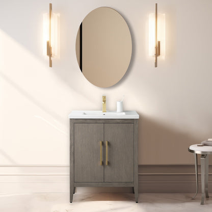 Vanity Art 20 oder 24 oder 30 Badezimmer-Waschtisch mit Einzelwaschbecken und Keramikplatte