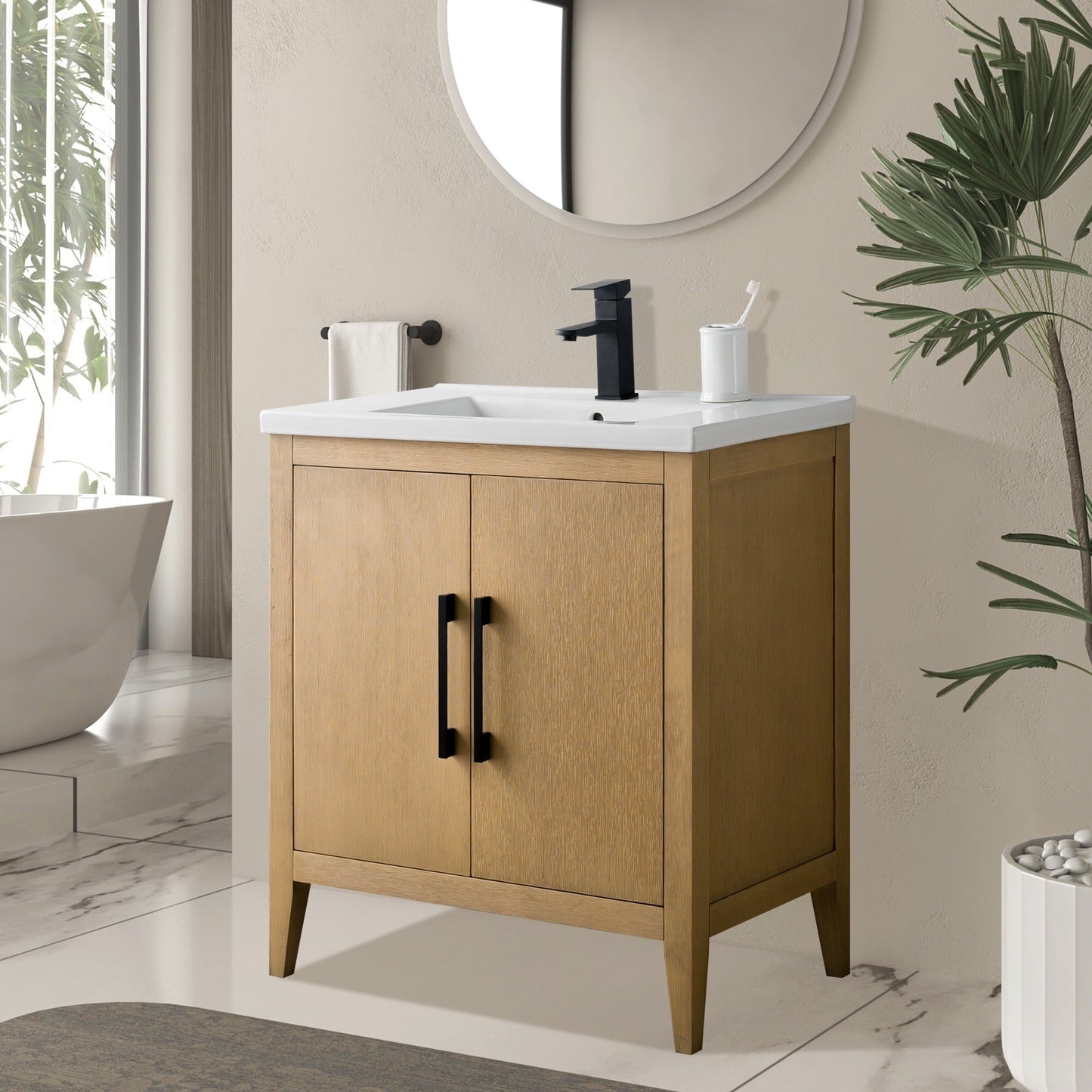 Vanity Art 20 oder 24 oder 30 Badezimmer-Waschtisch mit Einzelwaschbecken und Keramikplatte