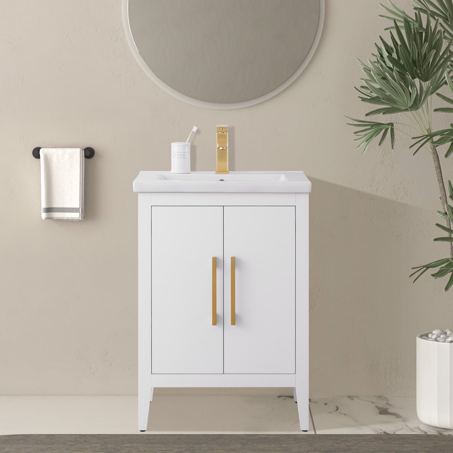 Vanity Art 20 oder 24 oder 30 Badezimmer-Waschtisch mit Einzelwaschbecken und Keramikplatte