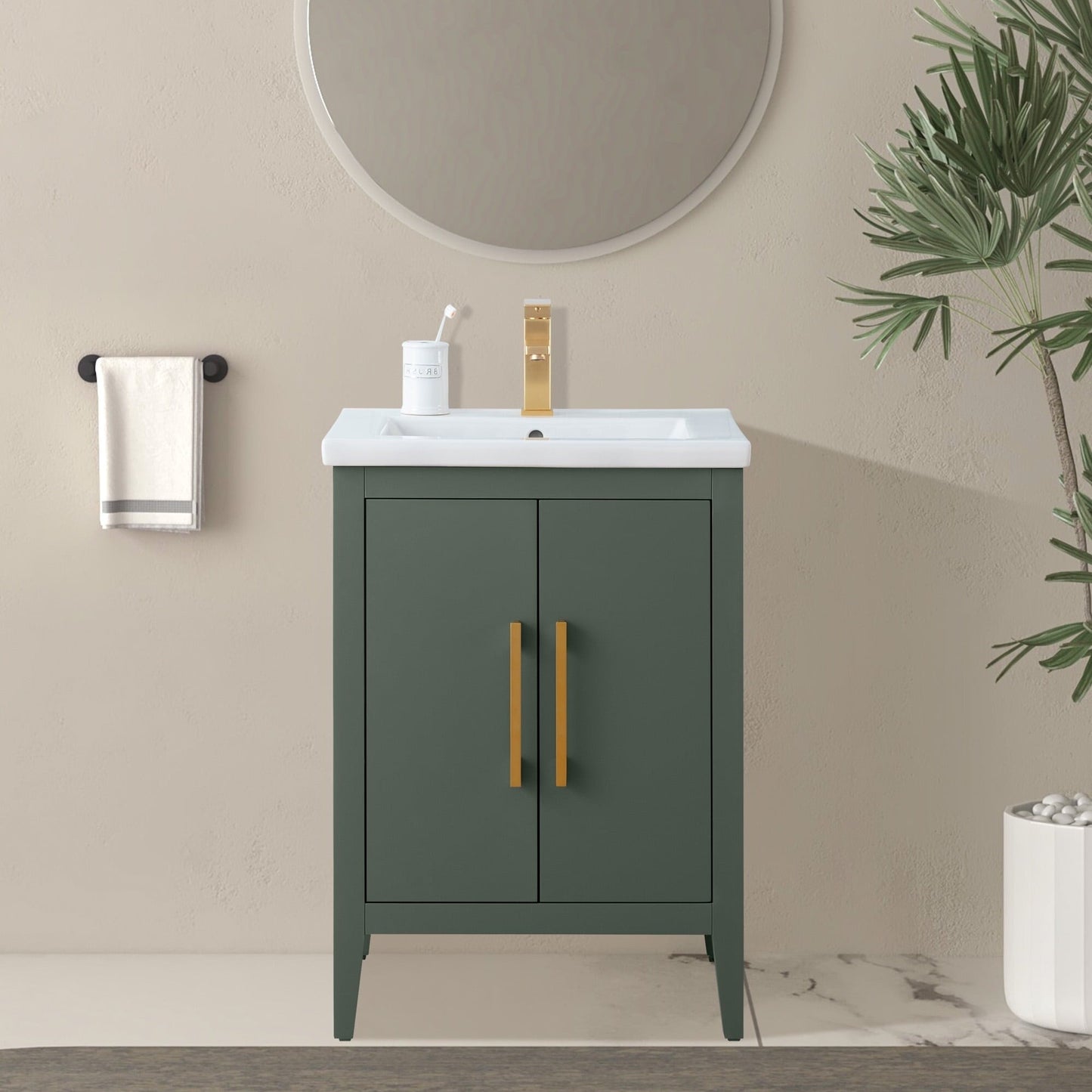 Vanity Art 20 oder 24 oder 30 Badezimmer-Waschtisch mit Einzelwaschbecken und Keramikplatte