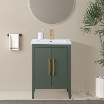 Vanity Art 20 oder 24 oder 30 Badezimmer-Waschtisch mit Einzelwaschbecken und Keramikplatte