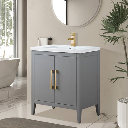 Vanity Art 20 oder 24 oder 30 Badezimmer-Waschtisch mit Einzelwaschbecken und Keramikplatte