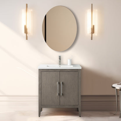 Vanity Art 20 oder 24 oder 30 Badezimmer-Waschtisch mit Einzelwaschbecken und Keramikplatte