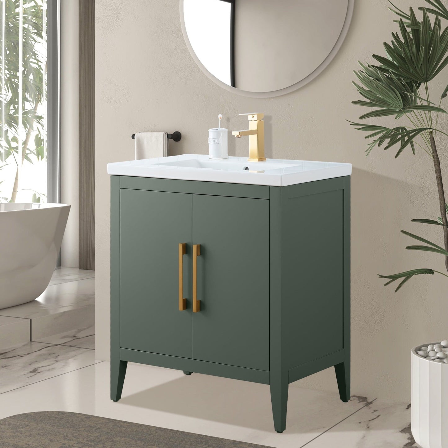 Vanity Art 20 oder 24 oder 30 Badezimmer-Waschtisch mit Einzelwaschbecken und Keramikplatte