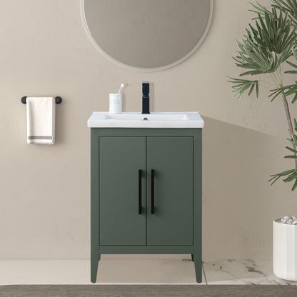 Vanity Art 20 oder 24 oder 30 Badezimmer-Waschtisch mit Einzelwaschbecken und Keramikplatte