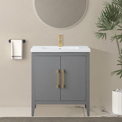 Vanity Art 20 oder 24 oder 30 Badezimmer-Waschtisch mit Einzelwaschbecken und Keramikplatte