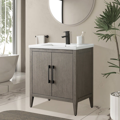 Vanity Art 20 oder 24 oder 30 Badezimmer-Waschtisch mit Einzelwaschbecken und Keramikplatte